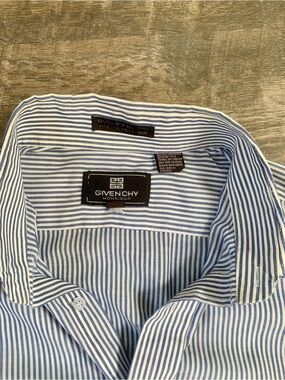 Givenchy Blue and White Striped Cotton Dress Shirt
